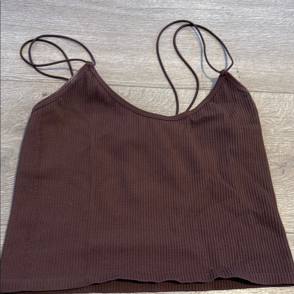 Zara Red Ribbed Crop Camisole